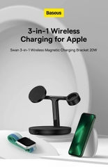 Đế Sạc Không Dây Từ Tính Thông Minh Baseus Swan 3-in-1 Wireless Magnetic Charging Bracket 20W Universal version