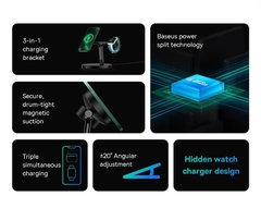 Đế Sạc Không Dây Từ Tính Thông Minh Baseus Swan 3-in-1 Wireless Magnetic Charging Bracket 20W Universal version