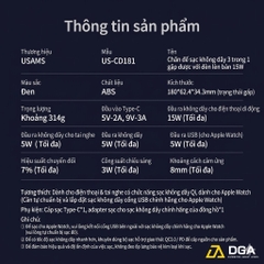 Đế sạc không dây USAMS CD181 15W 3in1