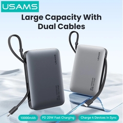 Pin sạc dự phòng USAMS CD228 20W Fast Charging Digital Display Power Bank With Type C+Lightning Cables - XR Series 10000mAh