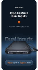 Pin Dự Phòng USAMS CD150 10000mAh 10W (Dual Input, Dual USB, Kèm Dây Đeo)