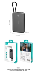 Pin sạc dự phòng USAMS CD227 20W Ultra-thin Magnetic Digital Display Power Bank With Type-C Cable - XJ Series 5000mAh