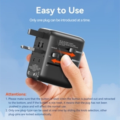 Củ sạc du lịch Vention 3 cổng sạc C+A+A Universal Travel Adapter (20W/18W/18W)