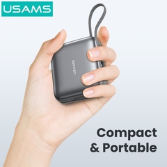 Pin Dự Phòng USAMS CD240 10000mAh 20W (Digital Display, With Dual Built-in C+Lightning Cable)