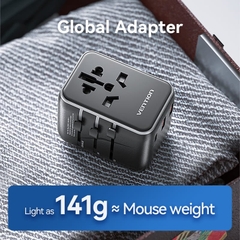 Củ sạc du lịch Vention 3 cổng sạc C+A+A Universal Travel Adapter (20W/18W/18W)