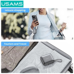 Pin Dự Phòng USAMS CD240 10000mAh 20W (Digital Display, With Dual Built-in C+Lightning Cable)