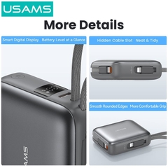 Pin Dự Phòng USAMS CD240 10000mAh 20W (Digital Display, With Dual Built-in C+Lightning Cable)