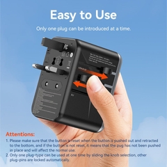 Củ sạc du lịch Vention 4 cổng sạc C+C+A+A GaN 65W Universal Travel Adapter