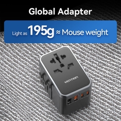 Củ sạc du lịch Vention 4 cổng sạc C+C+A+A GaN 65W Universal Travel Adapter