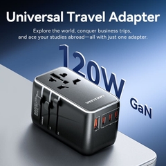 Bộ sạc du lịch Vention 4 cổng sạc C+C+C+A GaN 100W Universal Travel Adapter