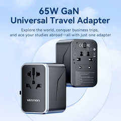 Củ sạc du lịch Vention 4 cổng sạc C+C+A+A GaN 65W Universal Travel Adapter