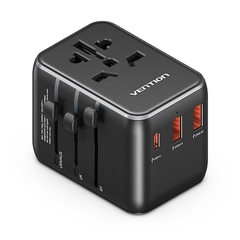 Củ sạc du lịch Vention 3 cổng sạc C+A+A Universal Travel Adapter (20W/18W/18W)