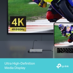 HUB Mở Rộng Đa Năng 6-in-1 TP-LINK UH6120C (Type-C to HDMI4K@60Hz + 2*USB-A 3.0 5Gbps + Type-C 3.0 5Gbps + 1*Type-C PD100W + 1*RJ-45 1Gbps)