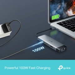 HUB Mở Rộng Đa Năng 6-in-1 TP-LINK UH6120C (Type-C to HDMI4K@60Hz + 2*USB-A 3.0 5Gbps + Type-C 3.0 5Gbps + 1*Type-C PD100W + 1*RJ-45 1Gbps)
