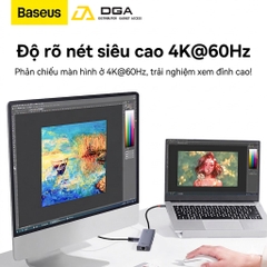 Hub Mở Rộng Kết Nối Đa Năng Baseus Flite Series HUB Docking Station Cho Macbook Laptop Smartphone Stable (Type-C to USB3.0 RJ45 SD/TF HDMI 4K/60Hz PD 100W)