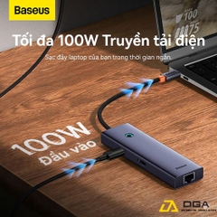 Hub Mở Rộng Kết Nối Đa Năng Baseus Flite Series HUB Docking Station Cho Macbook Laptop Smartphone Stable (Type-C to USB3.0 RJ45 SD/TF HDMI 4K/60Hz PD 100W)