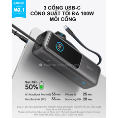Pin Dự Phòng ANKER Zolo A1695 25000mAh 165W (With 2*Built-in Retractable Type-C Cable, Smart Digital Display, ActiveShield™ 2.0)