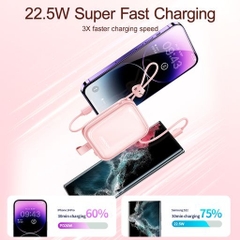 Sạc dự phòng Joyroom Cuties Series 22.5W Plus 20000mAh tích hợp 2 dây sạc USBC + iPhone