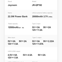 Sạc dự phòng Joyroom QP191 QP192 QP193 22.5W Power Bank