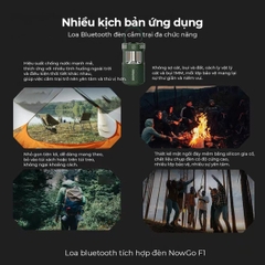 Loa Bluetooth NowGo F1 Camping Lamp Speaker 20W (Bluetooth 5.3, 11H, Loa tích hợp đèn Camping)