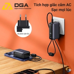 Pin Dự Phòng Kiêm Củ Sạc 3-in-1 USAMS CD260 PB88 10000mAh 22.5W (With Built-in Type-C + Lightning cable, Digital Display, 3C Certification)