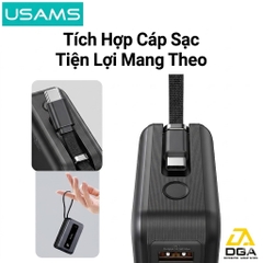 Pin Dự Phòng USAMS CD243 20000mAh 65W (Digital Display, 3-Port, With Built-in Type-C Cable, 3C Certification)