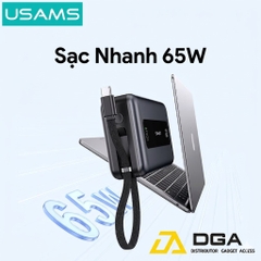 Pin Dự Phòng USAMS CD243 20000mAh 65W (Digital Display, 3-Port, With Built-in Type-C Cable, 3C Certification)