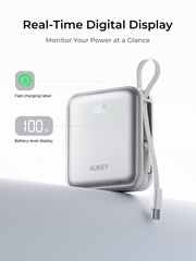 Pin Dự Phòng AUKEY PB-Y92L 20000mAh 35W (CCC / 3C Certification, 1*Type-C + 1*USB-A + 1*Type-C + Lightning Built-in Cable, Digital Display)