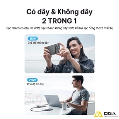 Pin Sạc Dự Phòng Không Dây Siêu Mỏng USAMS CD231 5000mAh 20W (15W Wireless Charging)