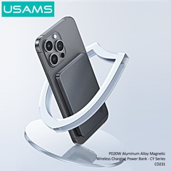 Pin Sạc Dự Phòng Không Dây Siêu Mỏng USAMS CD231 5000mAh 20W (15W Wireless Charging)