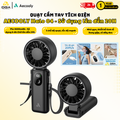 Quạt Cầm Tay AECOOLY Halo 04 (6000RPM, 5 Speed Settings, 20H, 3600mAh, 6m/s, Digital Display)