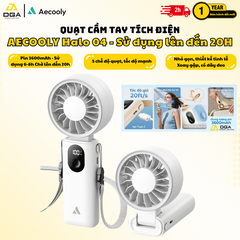 Quạt Cầm Tay AECOOLY Halo 04 (6000RPM, 5 Speed Settings, 20H, 3600mAh, 6m/s, Digital Display)