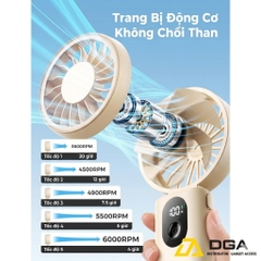 Quạt Cầm Tay AECOOLY Halo 04 (6000RPM, 5 Speed Settings, 20H, 3600mAh, 6m/s, Digital Display)