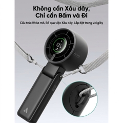 Quạt Cầm Tay AECOOLY Halo 02 (7000rpm, 5000mAh, Dual Air Channels, Ultra-High Wind Power, Foldable and placed on the desktop, Versatile Handheld/Desktop/Hanging Usage) - BLACK