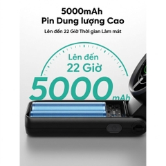 Quạt Cầm Tay AECOOLY Halo 02 (7000rpm, 5000mAh, Dual Air Channels, Ultra-High Wind Power, Foldable and placed on the desktop, Versatile Handheld/Desktop/Hanging Usage) - BLACK