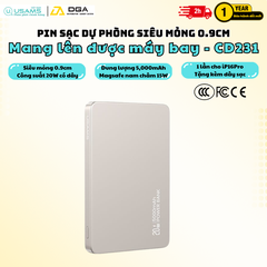 Pin Sạc Dự Phòng Không Dây Siêu Mỏng USAMS CD231 5000mAh 20W (15W Wireless Charging)