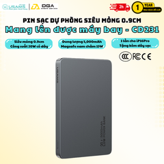 Pin Sạc Dự Phòng Không Dây Siêu Mỏng USAMS CD231 5000mAh 20W (15W Wireless Charging)