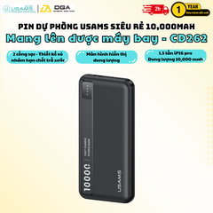 Pin Dự Phòng USAMS CD262 PB89 10000mAh 10W (1*Type-C + 1*USB-A port, LED Display, 3C Certification)