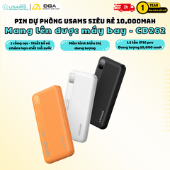 Pin Dự Phòng USAMS CD262 PB89 10000mAh 10W (1*Type-C + 1*USB-A port, LED Display, 3C Certification)