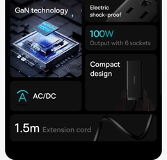 Sạc Nhanh Baseus 65W /100W GaN3 Pro Desktop Powerstrip 6 in 1 AC 100V-220V