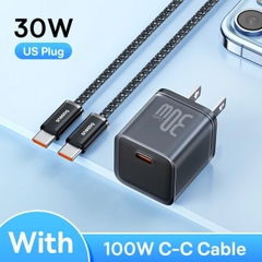 Sạc Nhanh Baseus GaN5S Fast Charger 1C 20W/30W Cho iPhone 15 Series (Nhỏ gọn, sạc nhanh PD/Quick Charge) - Combo