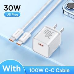 Sạc Nhanh Baseus GaN5S Fast Charger 1C 20W/30W Cho iPhone 15 Series (Nhỏ gọn, sạc nhanh PD/Quick Charge) - Combo