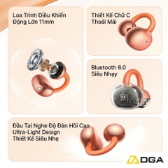 Tai Nghe Kẹp Tai USAMS Echo R03: Bluetooth 6.0, Driver 11mm, Siêu Nhẹ 4.1g