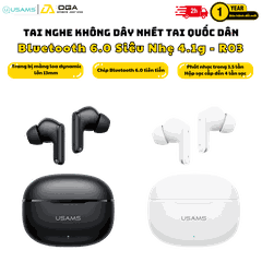 Tai Nghe Bluetooth TWS USAMS Echo E05 (Bluetooth v6.0, 3.5H, 3D Surround Stereo Sound, Low latency)