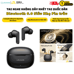 Tai Nghe Bluetooth TWS USAMS Echo E05 (Bluetooth v6.0, 3.5H, 3D Surround Stereo Sound, Low latency)