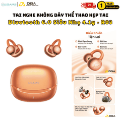 Tai Nghe Kẹp Tai USAMS Echo R03: Bluetooth 6.0, Driver 11mm, Siêu Nhẹ 4.1g