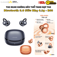 Tai Nghe Kẹp Tai USAMS Echo R03: Bluetooth 6.0, Driver 11mm, Siêu Nhẹ 4.1g