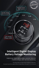 Tẩu sạc 24W đa năng dùng cho xe ô tô Baseus Digital Display Dual USB 4.8A