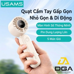 Quạt Cầm Tay USAMS ZB352 3W (Intelligent Digital Display, 1200mAh, 5-gear of Wind, 105° Foldable, 10398RPM)
