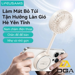 Quạt Cầm Tay USAMS LU02 3.9W (360° Free Rotation, With stand, 7pcs High-speed Spiral Blades, 900mAh, Strong Magnetic Suction, Three Gear Wind)
